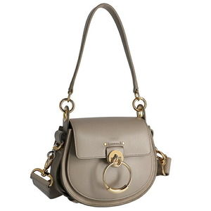 Chloe Tess Small Shoulder Bag Leather Suede Gray
